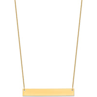 10K Yellow Gold Polished Large Bar Necklace with Engravable Pendant - 18"