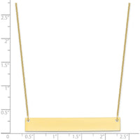 10K Yellow Gold Polished Large Bar Necklace with Engravable Pendant - 18"
