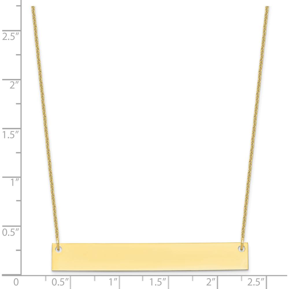 10K Yellow Gold Polished Large Bar Necklace with Engravable Pendant - 18"