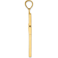 10K Yellow Gold Polished Large Block Cross Pendant with Open Back Charm - 41.8mm Length