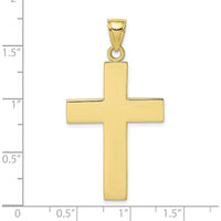 10K Yellow Gold Polished Large Block Cross Pendant with Open Back Charm - 41.8mm Length