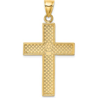 10K Yellow Gold Polished Large Block Cross Pendant with Open Back Charm - 41.8mm Length