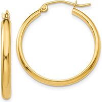 10K Yellow Gold Polished Large Hoop Earrings - 25mm Length, 2.75mm Thickness