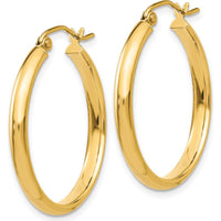 10K Yellow Gold Polished Large Hoop Earrings - 25mm Length, 2.75mm Thickness