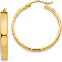 10K Yellow Gold Polished Large Hoop Earrings - 28mm Diameter
