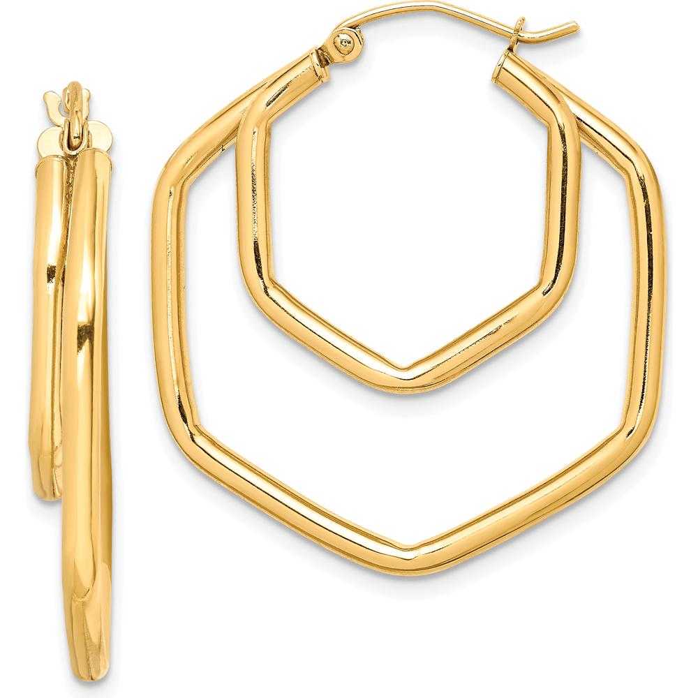 10K Yellow Gold Polished Large Hoop Earrings - 31.95mm Length, 28.38mm Width