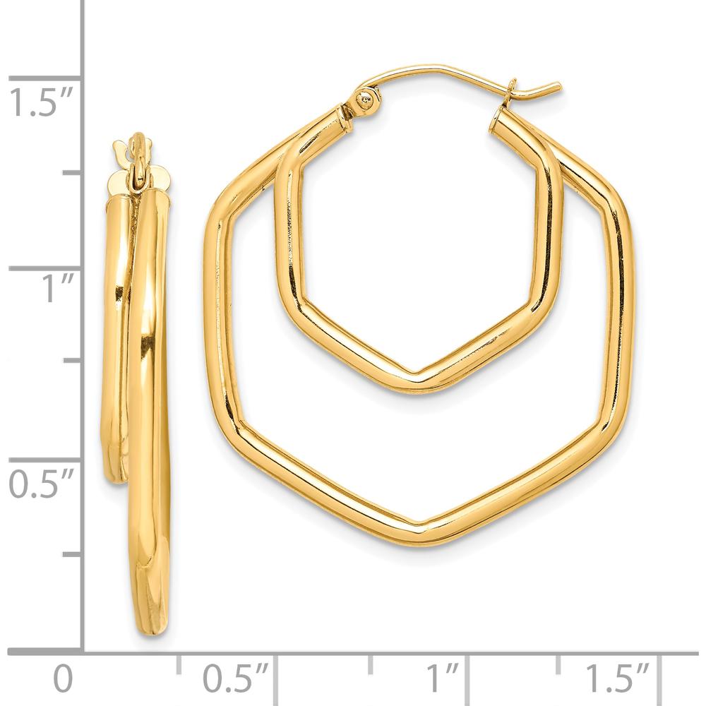 10K Yellow Gold Polished Large Hoop Earrings - 31.95mm Length, 28.38mm Width