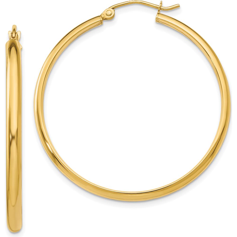 10K Yellow Gold Polished Large Hoop Earrings - 37mm Length, 26mm Width