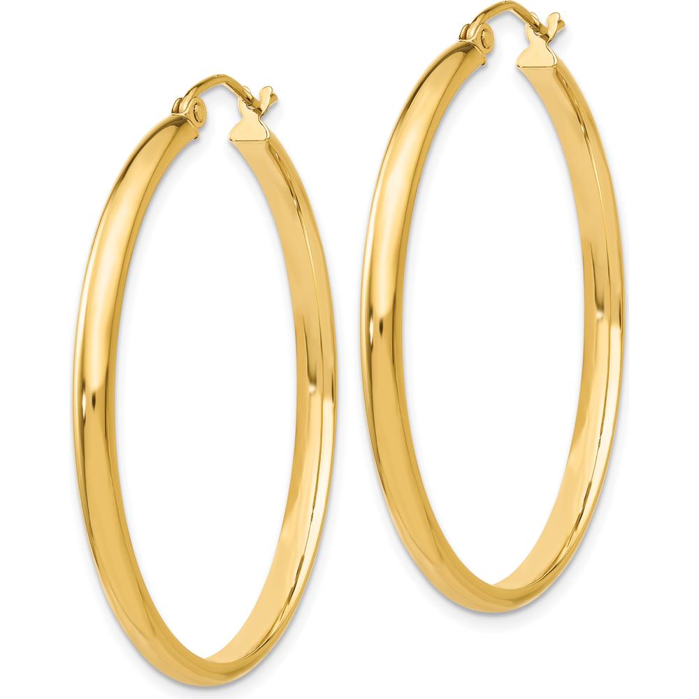 10K Yellow Gold Polished Large Hoop Earrings - 37mm Length, 26mm Width