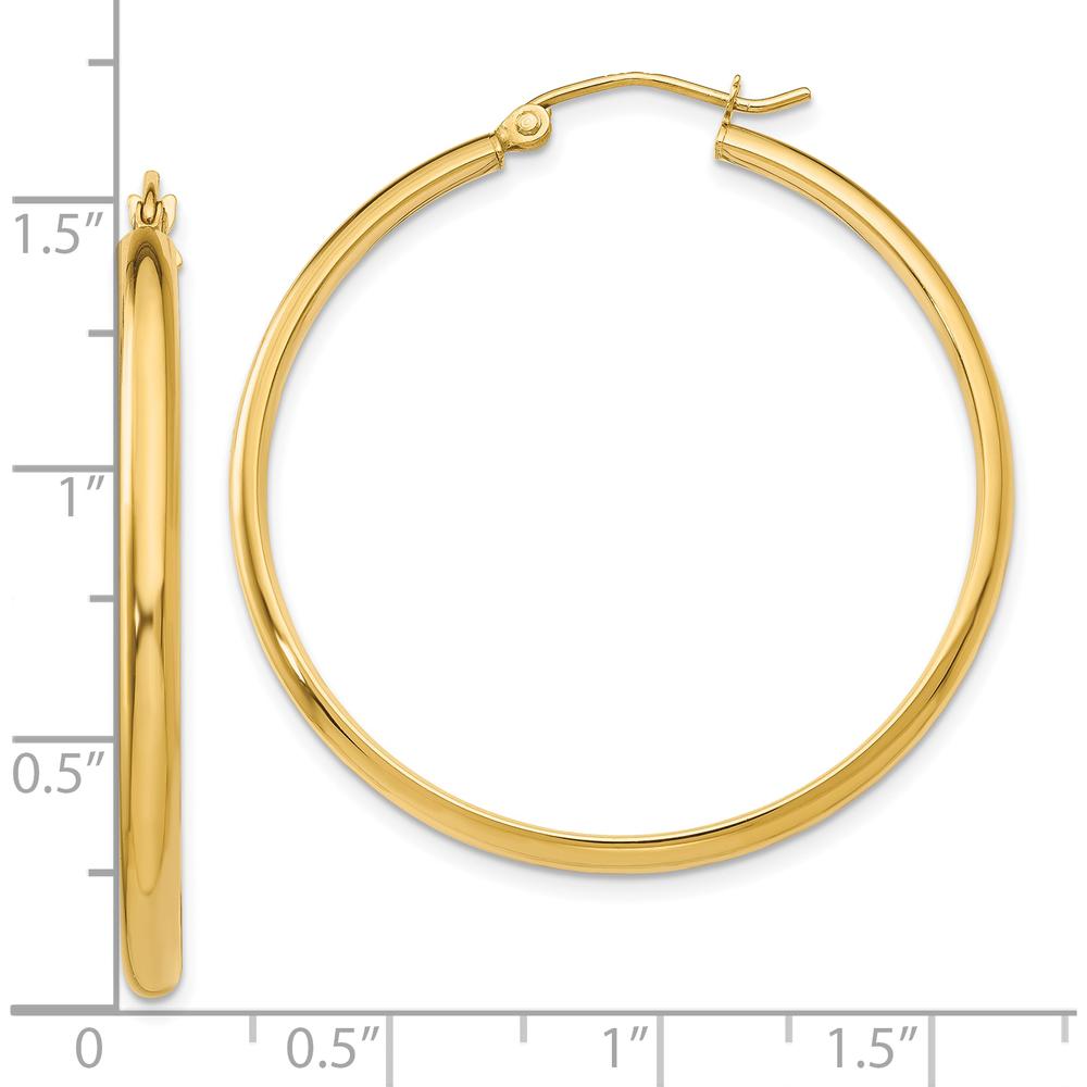 10K Yellow Gold Polished Large Hoop Earrings - 37mm Length, 26mm Width