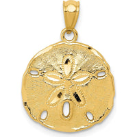10K Yellow Gold Polished Large Sand Dollar Pendant - Nature-Inspired Coastal Charm