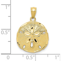 10K Yellow Gold Polished Large Sand Dollar Pendant - Nature-Inspired Coastal Charm