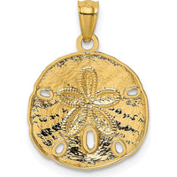 10K Yellow Gold Polished Large Sand Dollar Pendant - Nature-Inspired Coastal Charm
