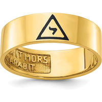 10K Yellow Gold Polished Masonic Ring with Black Enamel Symbol by IBGoodman