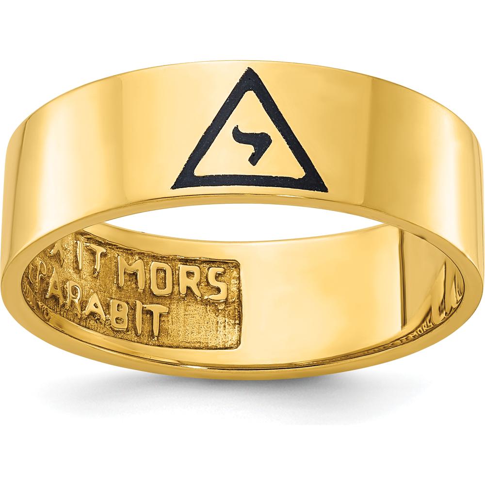 10K Yellow Gold Polished Masonic Ring with Black Enamel Symbol by IBGoodman
