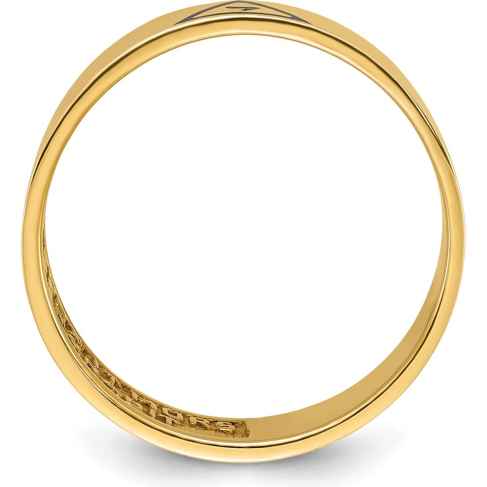 10K Yellow Gold Polished Masonic Ring with Black Enamel Symbol by IBGoodman