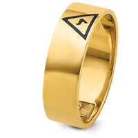 10K Yellow Gold Polished Masonic Ring with Black Enamel Symbol by IBGoodman