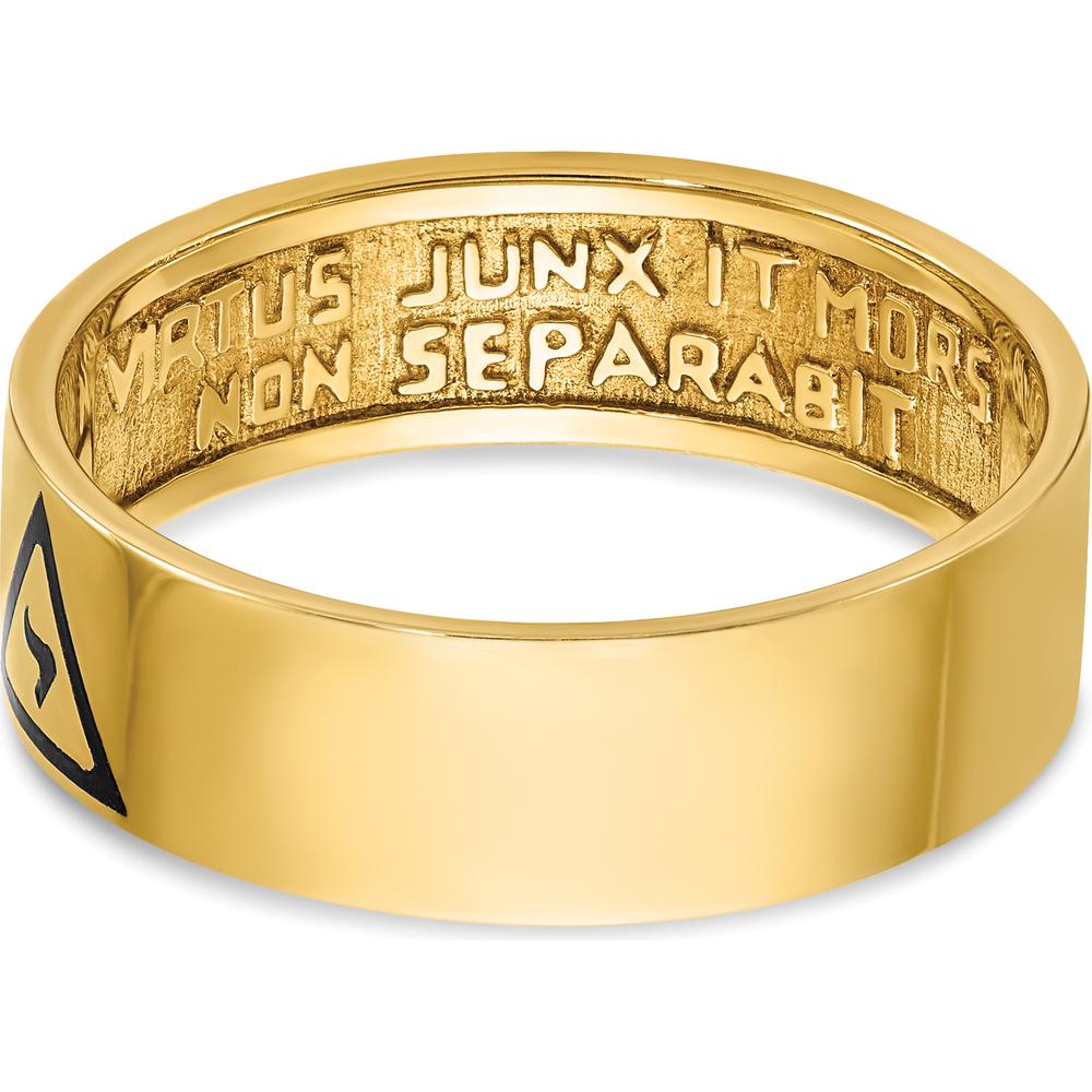 10K Yellow Gold Polished Masonic Ring with Black Enamel Symbol by IBGoodman