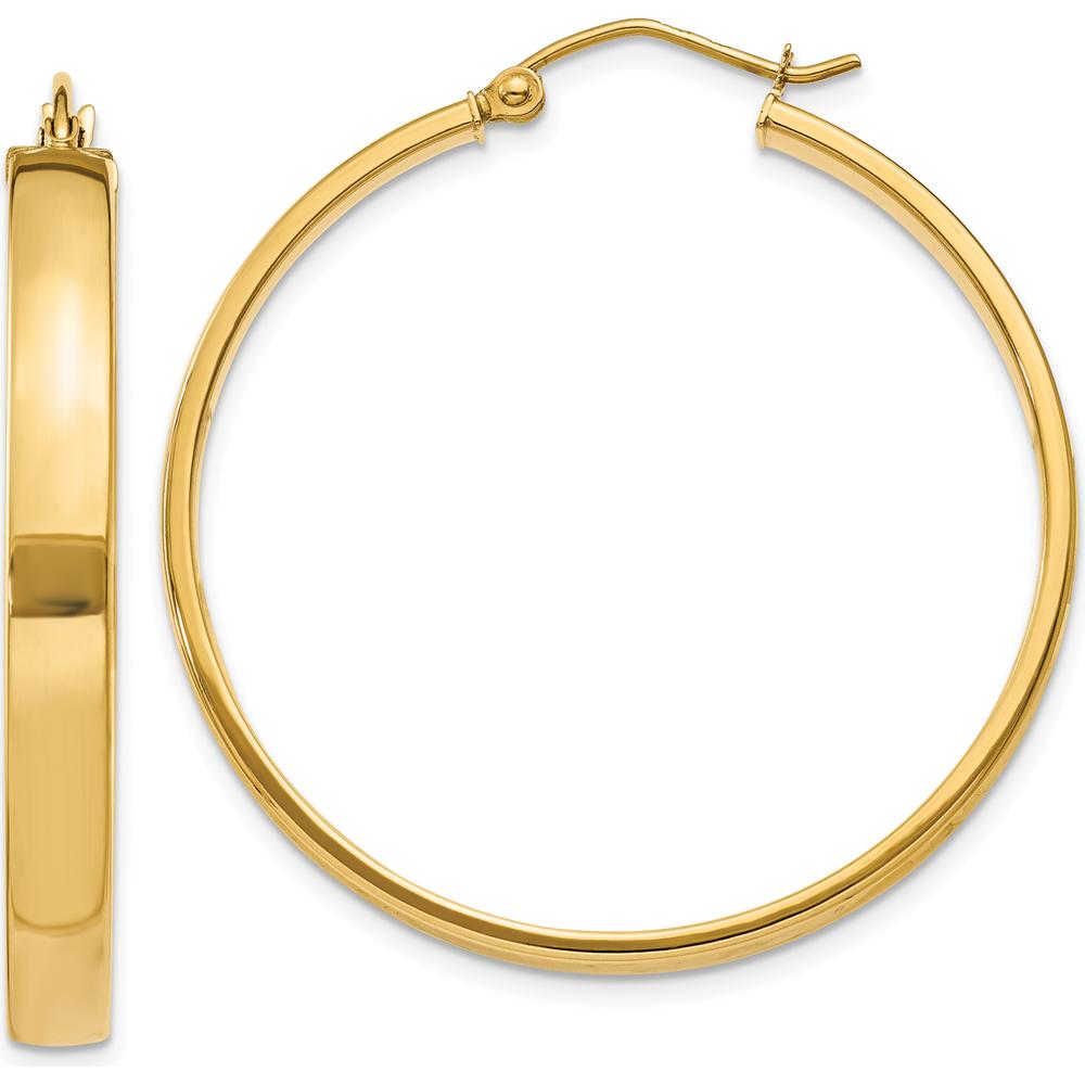 10K Yellow Gold Polished Medium Hoop Earrings - 35mm Length