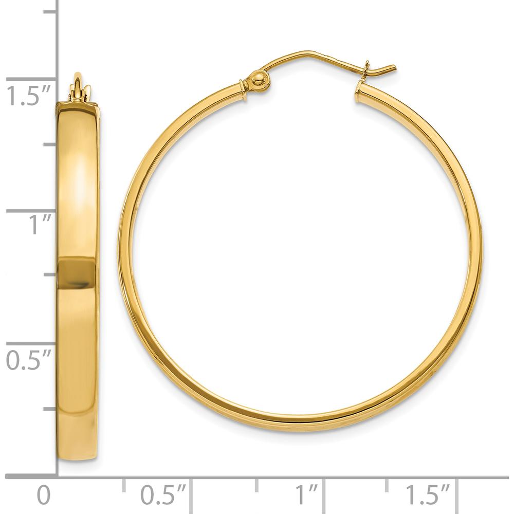 10K Yellow Gold Polished Medium Hoop Earrings - 35mm Length