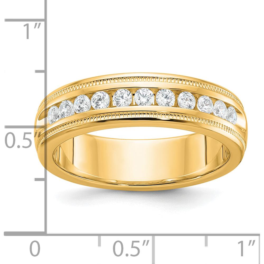 10K Yellow Gold Polished Men's Band Ring with 11 A-Quality Round Diamonds - 1/2 Carat Total Diamond Weight by IBGoodman