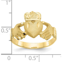10K Yellow Gold Polished Men's Claddagh Ring with Solid Design - 9mm Band Width