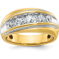 10K Yellow Gold Polished Men's Diamond Ring with Milgrain and White Rhodium Accents - 1 Carat Total Diamond Weight by IBGoodman