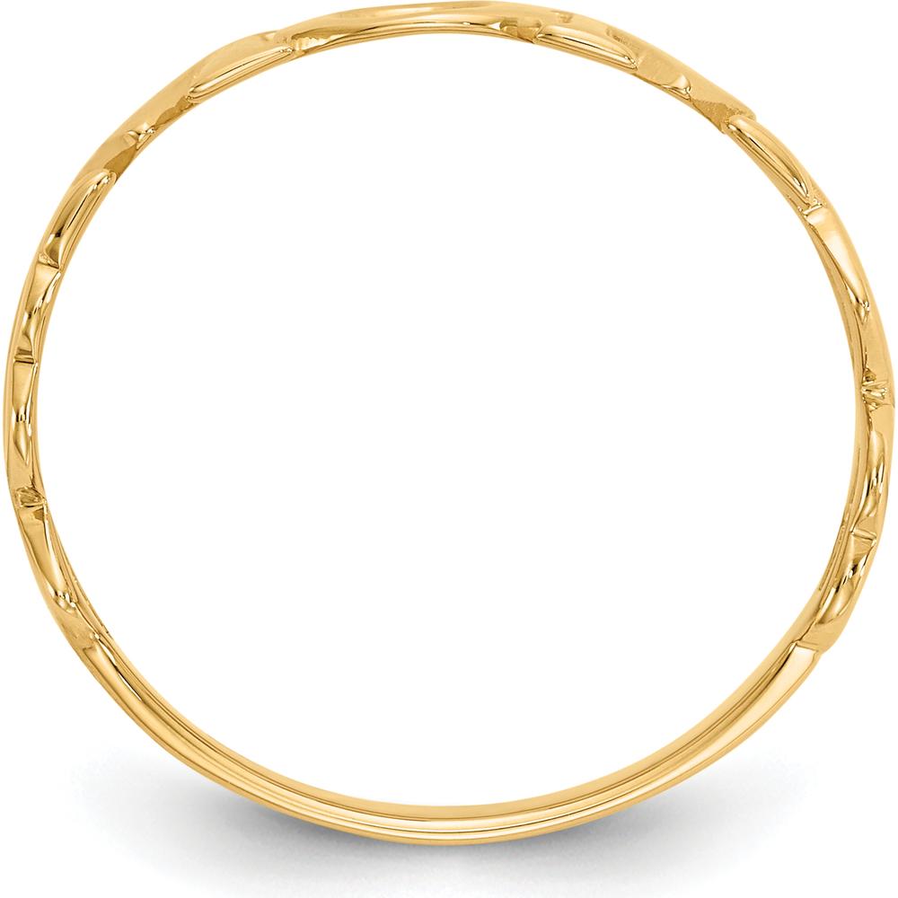 10K Yellow Gold Polished "MOM" Ring - Tapered Band Design