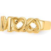 10K Yellow Gold Polished "MOM" Ring - Tapered Band Design