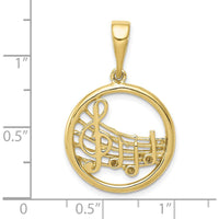10K Yellow Gold Polished Musical Notes Pendant - Elegant Music-Themed Charm