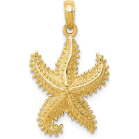 10K Yellow Gold Polished Open-Back Starfish Pendant - Ocean-Inspired Beach Charm