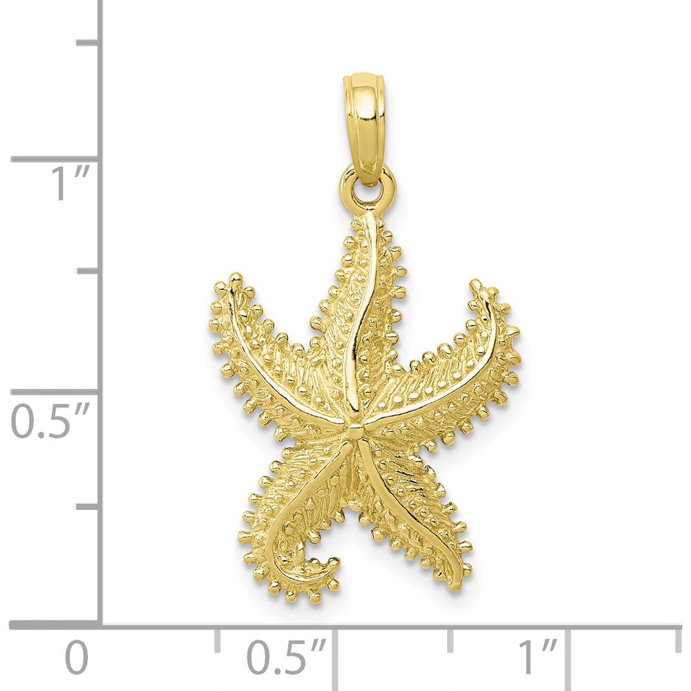 10K Yellow Gold Polished Open-Back Starfish Pendant - Ocean-Inspired Beach Charm
