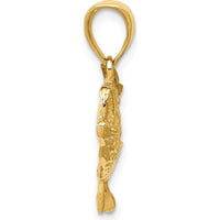 10K Yellow Gold Polished Open-Backed Bass Fish Pendant