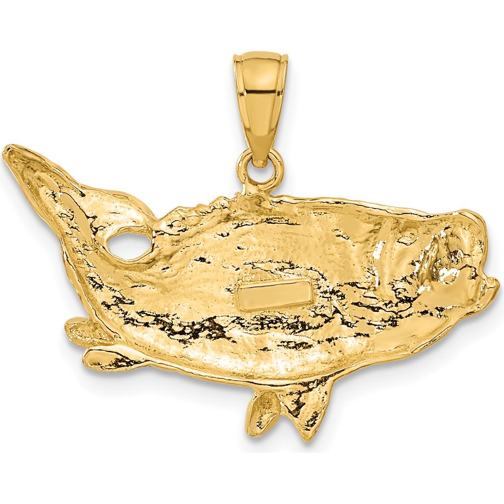 10K Yellow Gold Polished Open-Backed Bass Fish Pendant