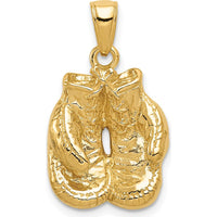 10K Yellow Gold Polished Open-Backed Boxing Gloves Pendant - Symbol of Strength and Resilience
