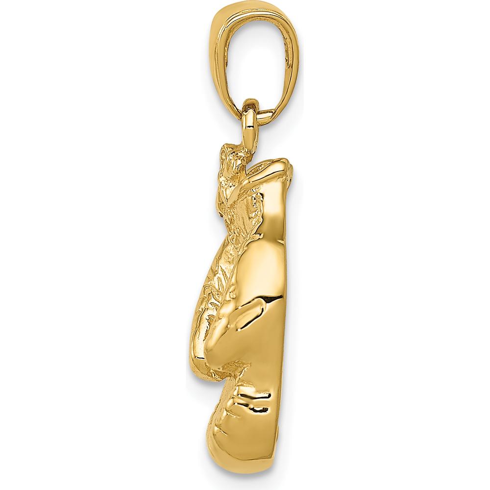 10K Yellow Gold Polished Open-Backed Boxing Gloves Pendant - Symbol of Strength and Resilience