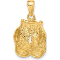 10K Yellow Gold Polished Open-Backed Boxing Gloves Pendant - Symbol of Strength and Resilience