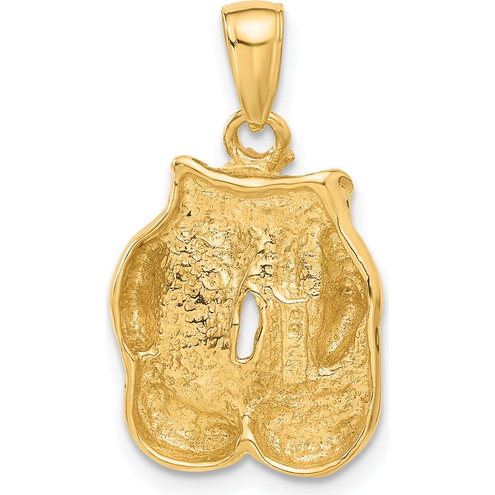 10K Yellow Gold Polished Open-Backed Boxing Gloves Pendant - Symbol of Strength and Resilience