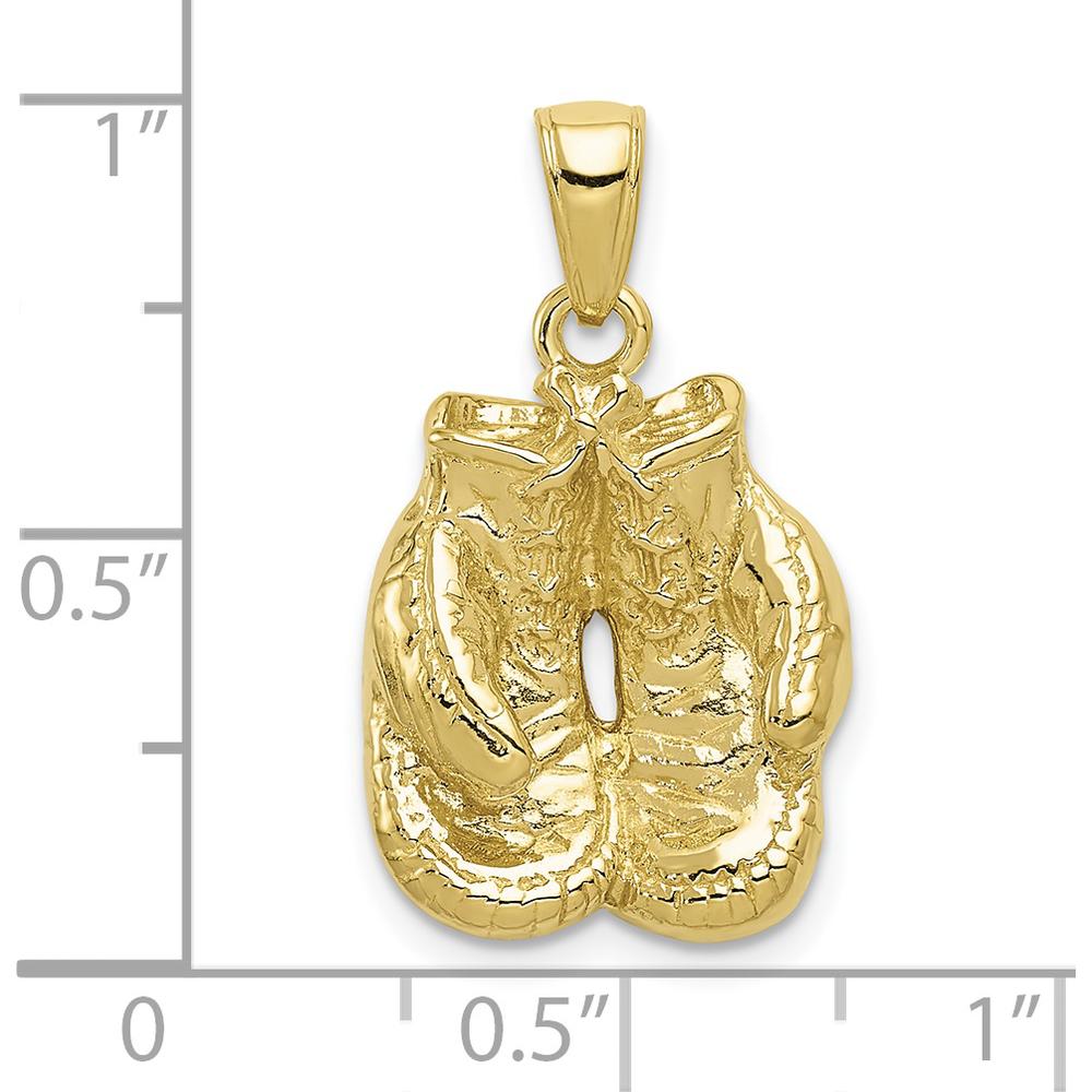 10K Yellow Gold Polished Open-Backed Boxing Gloves Pendant - Symbol of Strength and Resilience