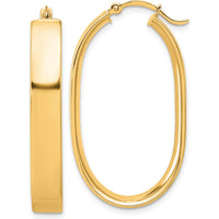 10K Yellow Gold Polished Oval Hoop Earrings - 15.34mm Length