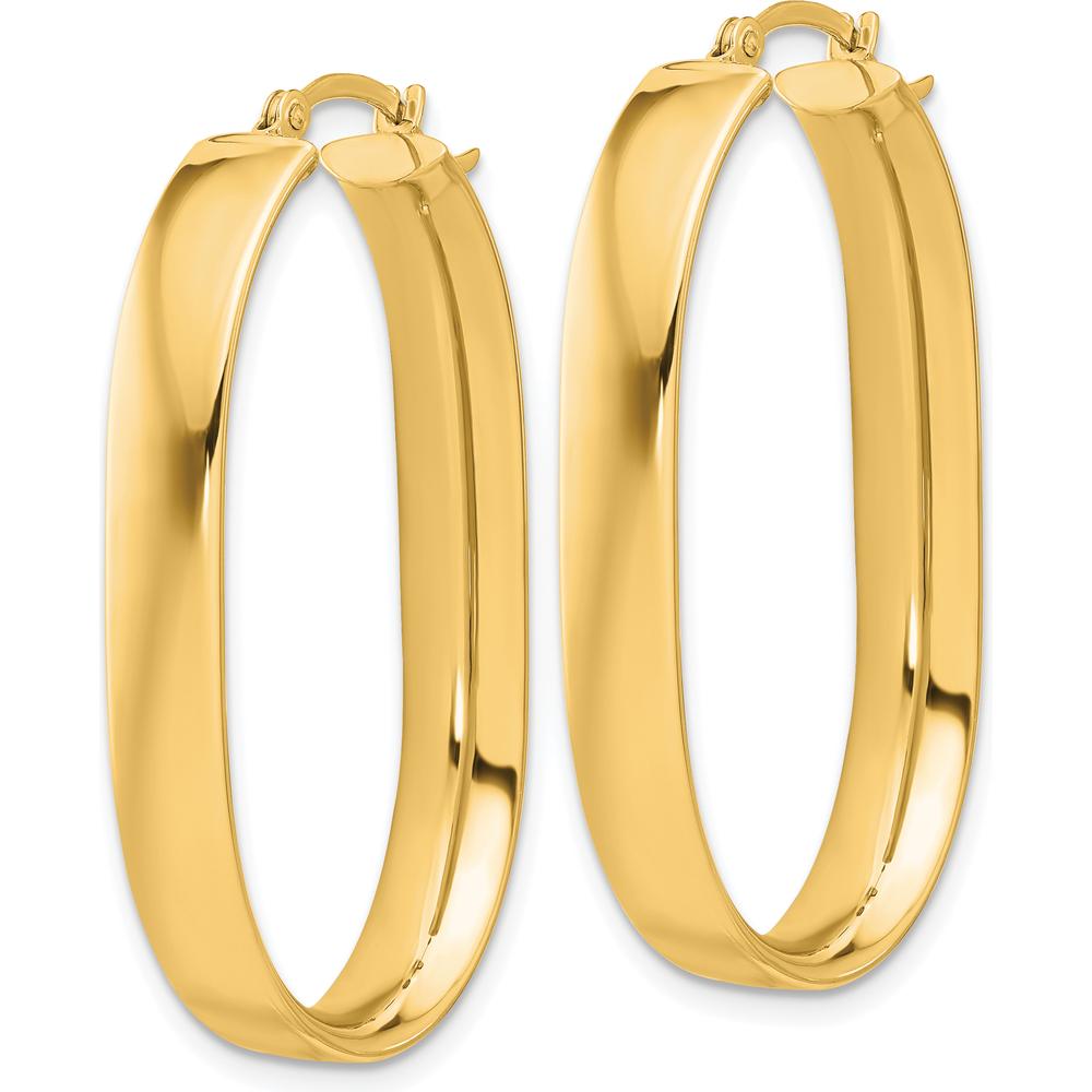 10K Yellow Gold Polished Oval Hoop Earrings - 15.34mm Length