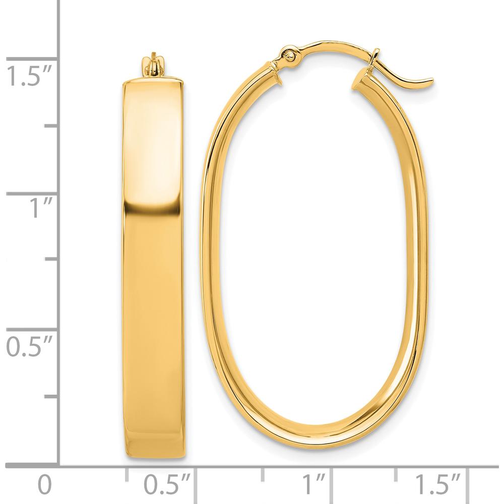 10K Yellow Gold Polished Oval Hoop Earrings - 15.34mm Length