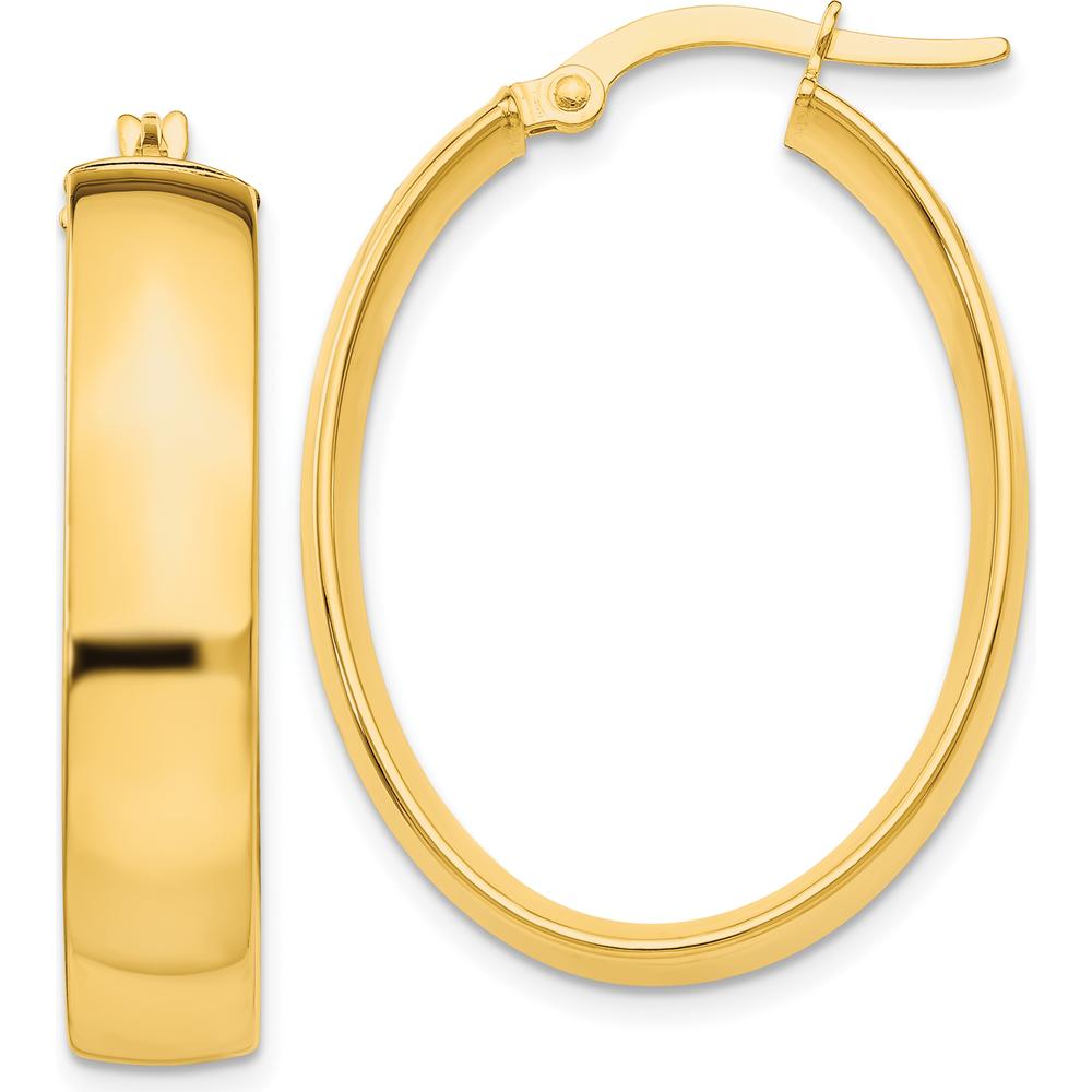 10K Yellow Gold Polished Oval Hoop Earrings - 18mm Length, 23mm Width