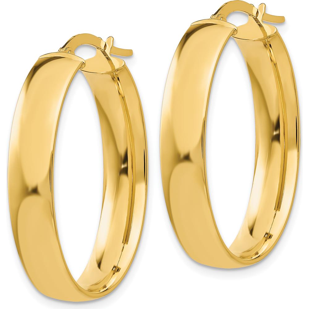 10K Yellow Gold Polished Oval Hoop Earrings - 18mm Length, 23mm Width