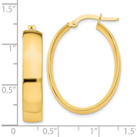 10K Yellow Gold Polished Oval Hoop Earrings - 18mm Length, 23mm Width