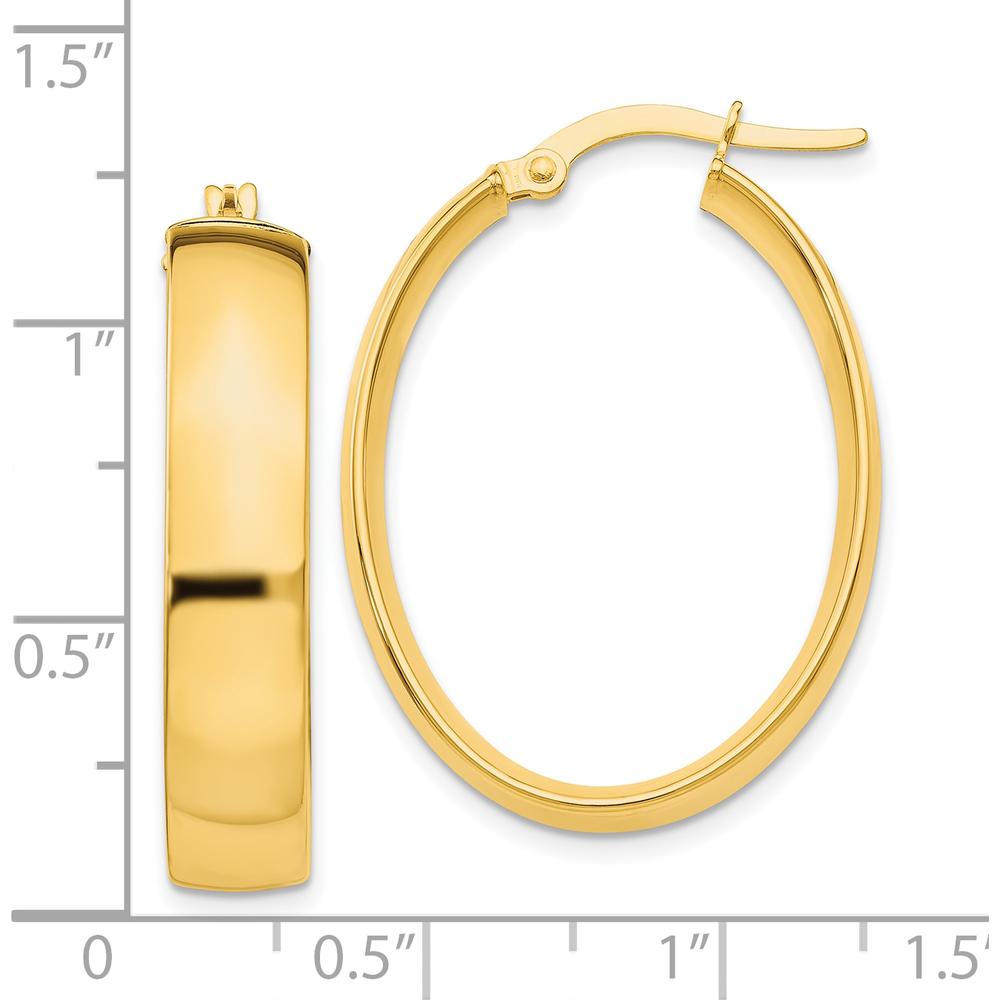 10K Yellow Gold Polished Oval Hoop Earrings - 18mm Length, 23mm Width