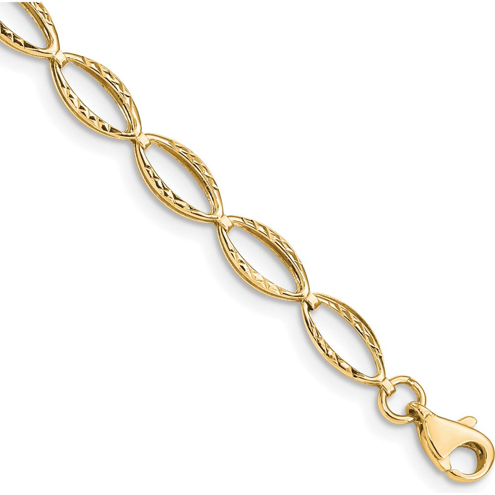 10K Yellow Gold Polished Oval Link Bracelet - 7.25", 5mm Wide