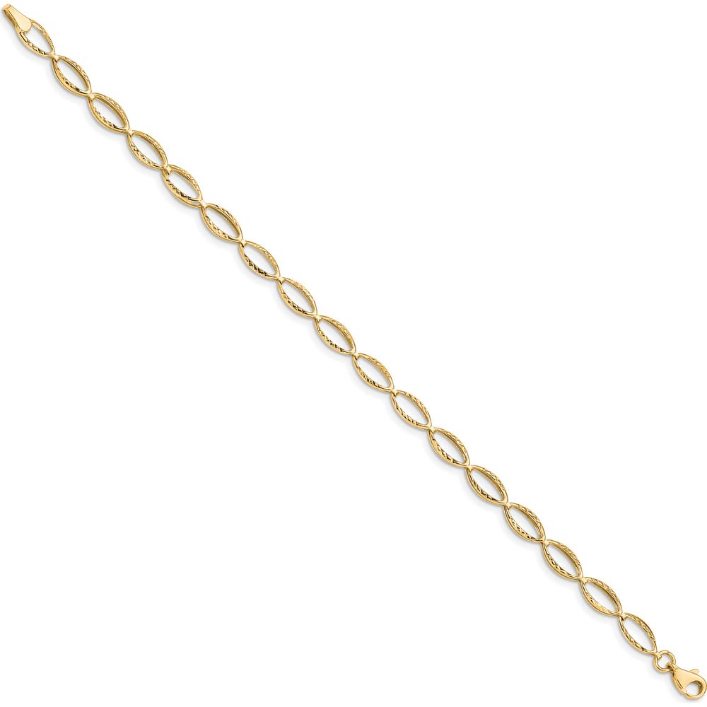 10K Yellow Gold Polished Oval Link Bracelet - 7.25", 5mm Wide
