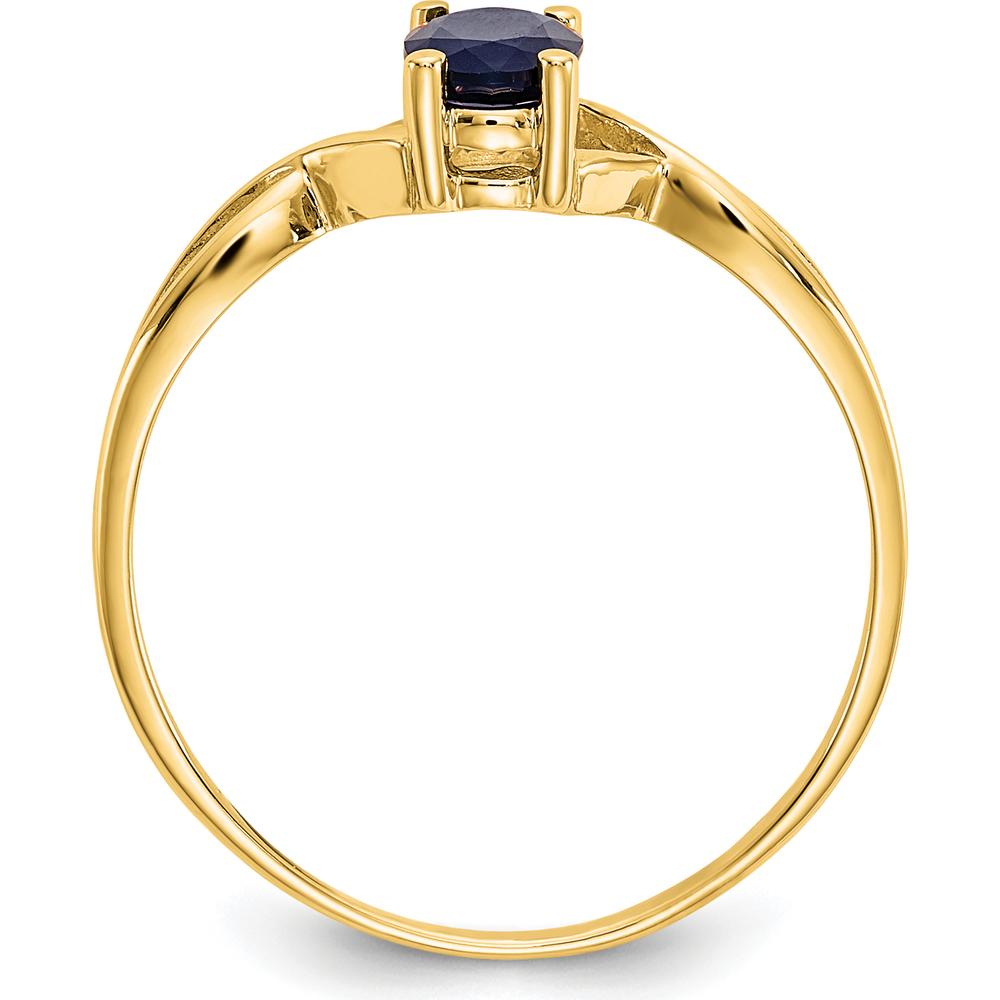 10K Yellow Gold Polished Oval Sapphire Birthstone Ring - 0.68 Carat Total Sapphire Weight