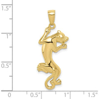 10K Yellow Gold Polished Panther Pendant - 36mm Length